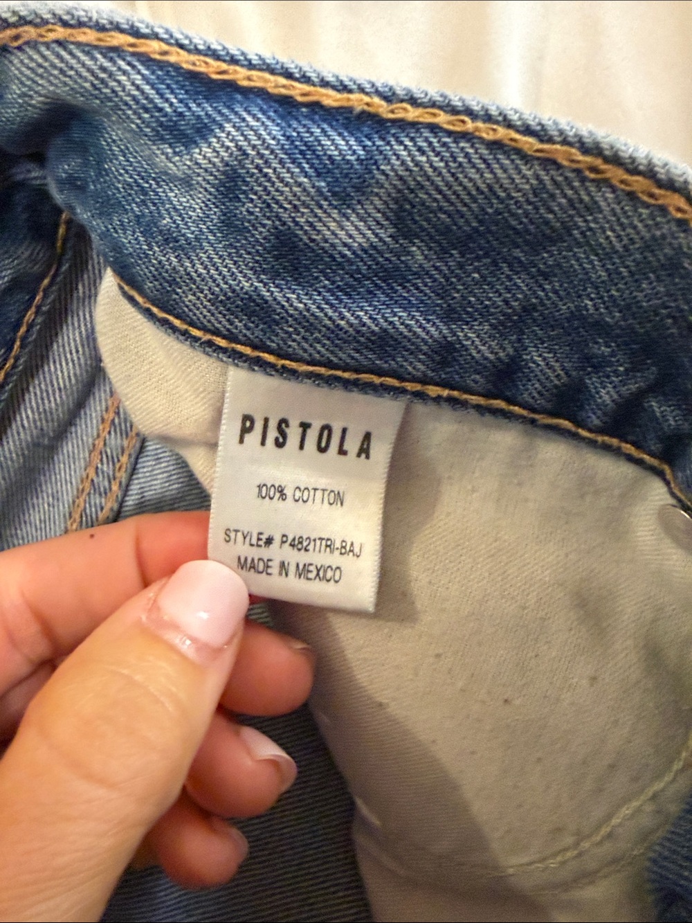 pistola Distressed Denim Cutoff Shorts in Light Blue Wash - Picture 3 of 4